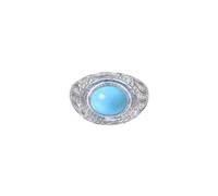 Homxi Anillo Boda de Oro Blanco 9 Kilates Mujer, Oval con Turquesa Creada de 2,67 ct y Moissanita, Anillos Eternidad Plata Azul Mujer, Talla 25(65mm)