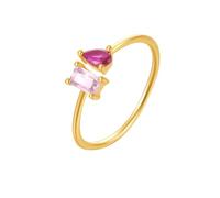 Homxi Anillo Boda de Oro Mujer 14 Kilates, Rectángulo y Pera con Piedra Preciosa Creada, Anillos Boda Oro Amarillo Mujer Talla 11(51mm)