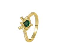 Homxi Anillo Compromiso Mujer Oro 9K,Lazo con Esmeralda Creada y Moissanita Anillo Alianzas Oro Amarillo Mujer Talla 21(61mm)