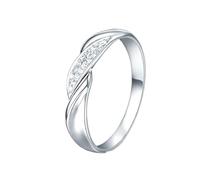 Homxi Anillo de Boda de Oro Blanco 9K Hombre, Simple Redondo con Diamante de 0,2ct, Anillo Plata Boda Hombre, Talla 27(67mm)