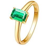 Homxi Anillo de Compromiso Mujer Oro 9K, Rectángulo Solitario con Esmeralda Creada de 1ct, Anillo Boda Mujer Oro Verde, Talla 8(48mm)