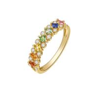 Homxi Anillo de Compromiso Oro Amarillo 14 Kilates Mujer, Cuadrado con Piedras Preciosas Naturales Coloridas de 0,5 ct, Anillo de Boda Mujer Oro, Talla 17(57mm)