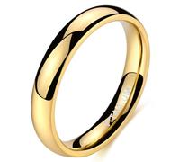Homxi Anillo de Hombre Mujer Personalizado de Titanio, 4MM Redondo Pulido Simple, Anillo de Matrimonio Oro para Hombre Tamaño 14(54mm)