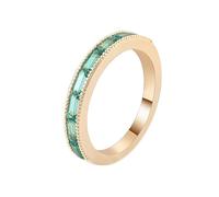 Homxi Anillo de Mujer Alianza Oro Amarillo 9K, Rectángulo con Esmeralda Creada, Anillo de Boda Mujer Oro Verde, Talla 12(52mm)