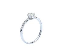 Homxi Anillo de Mujer Compromiso de 950 Platino, Simple Redondo con Diamante de 0,2ct, Anillos Mujer Eternidad Plata, Talla 12(52mm)