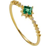 Homxi Anillo de Promesa Oro 9 Kilates Mujer, Cuadrado con Esmeralda Creada y Moissanita, Anillos de Oro Verde Matrimonio Mujer, Talla 8(48mm)