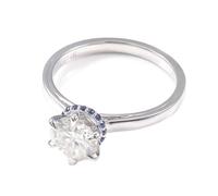 Homxi Anillo de Promesa Oro Blanco 18 Kilates Mujer, 6 Garras Redondo con Moissanita de 2ct, Anillo Eternidad Mujer Plata, Talla 11(51mm)