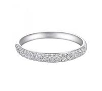 Homxi Anillo Eternidad 950 Platino Mujer, Media Eternidad Redondo con Diamante de 0,25 ct, Anillos Compromiso Mujer Plata, Tamaño 25(65mm)