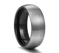 Homxi Anillo Grabado Personalizado Hombre Tungsteno, 8MM Redondo Cepillado, Anillos Plata Negro de Matrimonio para Hombre Tamaño 22(62mm)