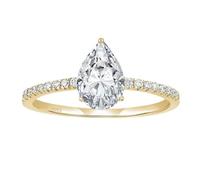 Homxi Anillo Grabado Personalizado para Boda de Plata de Ley 925 para Mujer, Gota de Agua con Circonita, Anillos Oro de Matrimonio para Mujer Talla 22(62mm)
