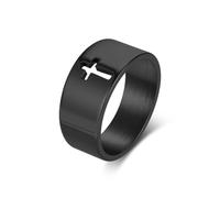 Homxi Anillo Grabado Personalizado para Hombre en Acero Inoxidable, 10MM con Cruz Hueca, Anillo Compromiso Hombre Negro Talla 14(54mm)