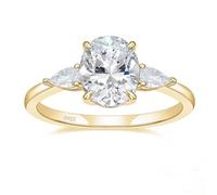 Homxi Anillo Grabado Personalizado para Mujer en Plata de Ley 925, 4 Garras Óvalo 8x10MM con Circonita, Anillos de Matrimonio Oro para Mujer Tamaño 20(60mm)
