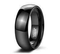 Homxi Anillo Grabado Personalizado para Pareja de Tungsteno, Redondo Pulido 8MM, Anillos de Matrimonio Negro para Hombre Talla 25(65mm)