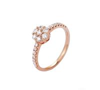 Homxi Anillo Matrimonio Mujer Oro Rosa 18 Quilates, Flor con Diamante Creado de 0,5 ct, Anillo de Promesa Mujer Oro Rosa, Tamaño 26(66mm)