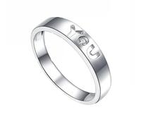 Homxi Anillo Mujer Boda 950 Platino, Letra Love You con Diamante, Anillo Eternidad Mujer Plata, Talla 17(57mm)