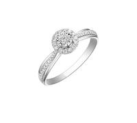 Homxi Anillo Mujer de Compromiso 950 Platino, Redondo con Diamante de 0,2ct, Anillos Promesa Mujer Plata, Tamaño 16(56mm)