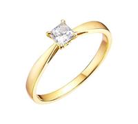 Homxi Anillo Mujer de Matrimonio Oro 9K, Cuadrado con Diamante de 0,3ct, Anillos Compromiso Oro Mujer, Talla 25(65mm)