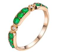 Homxi Anillo Mujer de Promesa Oro Amarillo 14K, Redondo con Esmeralda de 0,54ct y Diamante, Anillos Compromiso Oro Verde Mujer, Talla 25(65mm)