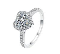 Homxi Anillo Mujer Eternidad Oro Blanco 9K, Corazón con Diamante Creado de 1ct, Anillos de Eternidad Mujer Plata, Talla 11(51mm)