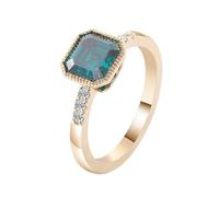 Homxi Anillo Mujer Matrimonio Oro Amarillo 9K, Geométrico con Esmeralda Creada de 3ct e Moissanita, Anillo Eternidad Mujer Oro Verde, Talla 18(58mm)