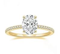 Homxi Anillo Personalizado Grabado de Plata de Ley 925 para Mujer, 4 Garras Óvalo con Circonita, Anillo Oro de Matrimonio para Mujer Talla 22(62mm)