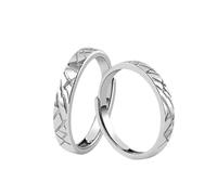 Homxi Anillo Plata de Ley 925 Hombre Mujer Ajustable, Líneas Geométricas, Anillo de Compromiso Mujer de Plata