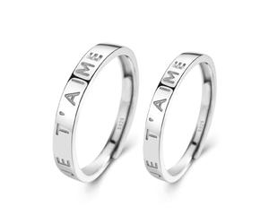 Homxi Anillo Plata de Ley Mujer Hombre 925 Ajustable, Letra Je t'aime, Anillo de Bodas de Plata