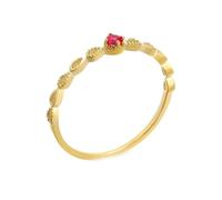 Homxi Anillo Promesa Mujer Oro 18K, 2,75 mm Redondo Solitario con Rubí Creado, Anillo de Eternidad Mujer Oro Talla 14(54mm)