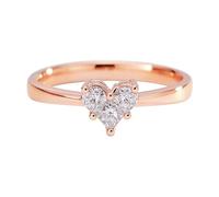 Homxi Anillo Promesa Mujer Oro Rosa 18 Quilates, Corazón con Diamante de 0,15 ct, Anillos Oro Rosa Matrimonio Mujer, Tamaño 14(54mm)