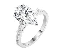 Homxi Anillo Promesa Oro Blanco Mujer 18 Kilates, Gota de Agua con Moissanita de 2ct, Anillo de Eternidad Mujer Plata, Talla 17(57mm)