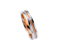 Homxi Anillo Promesa Oro Blanco Mujer 9 Kilates, Redondo Simple con Diamante de 0,02 ct, Anillos Matrimonio Mujer Plata Oro Rosa, Talla 17(57mm)