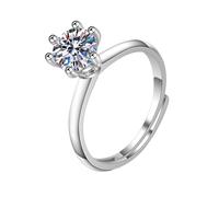 Homxi Anillo Promesa Oro Blanco Mujer 9 Kilates, Redondo Solitario con Diamante Creado de 1ct, Anillo Compromiso Mujer Plata, Talla 22(62mm)