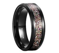 Homxi Anillo Tungsteno Hombre Grabado Personalizado, 8MM Redondo con Patrón, Anillos Negro de Matrimonio para Hombre Tamaño 18(58mm)