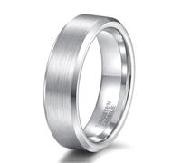 Homxi Anillo Tungsteno Personalizado para Hombre Mujer, 6MM Redondo Cepillado, Anillo de Matrimonio Plata para Hombre Talla 21(61mm)