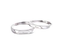 Homxi Anillos Ajustables para Pareja Personalizables de Plata de Ley 925 Hombre Mujer, Letra Time, Anillos Boda de Pareja de Plata