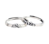Homxi Anillos Ajustables Pareja Personalizables Plata de Ley 925 Compromiso, Montañas y Mares, Anillos de Hombre de Plata
