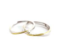 Homxi Anillos Ajustables Personalizados de Pareja de Plata de Ley 925 para Mujer Hombre, Redondo Simple, Anillo de Plata Oro Compromiso