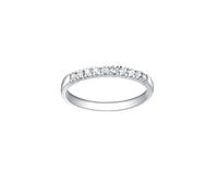 Homxi Anillos Alianza 950 Platino Mujer, Simple Redondo con Diamante de 0,2ct, Anillo de Promesa Plata Mujer, Talla 14(54mm)
