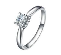 Homxi Anillos Boda de 950 Platino Mujer, Redondo Solitario con Diamante de 0,24ct, Anillos Promesa Mujer Plata, Tamaño 12(52mm)