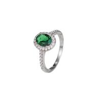 Homxi Anillos Boda de Mujer de Oro Blanco 18K, 4 Garras Oval con Esmeralda de 1 ct y Moissanita, Anillos de Promesa Mujer Plata Verde, Talla 18(58mm)