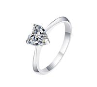 Homxi Anillos Boda de Mujer de Oro Blanco de 14 Kilates, Corazón Solitario con Diamante Creado de 1ct, Anillo Plata Matrimonio Mujer, Talla 9(49mm)