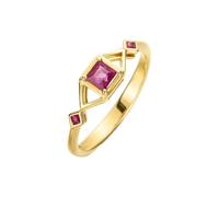 Homxi Anillos Boda de Oro 18 Kilates Mujer, Triángulo Hueco y Cuadrado con Rubí de 0,37ct, Anillos de Oro Eternidad Mujer, Tamaño 22(62mm)