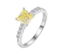 Homxi Anillos Boda Mujer Oro Blanco 9K, Cuadrado con Diamante Creado de 1ct e Moissanita, Anillos Alianza Mujer Plata, Talla 12(52mm)