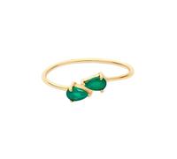 Homxi Anillos Boda Oro Amarillo Mujer 18K, Gota de Agua con Esmeralda Creada, Anillos Mujer Oro Amarillo Talla 25(65mm)