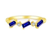 Homxi Anillos Compromiso de Oro 14K Mujer, 2x4mm Rectángulo con Tanzanita Creada, Anillos Compromiso Oro Mujer Talla 23(63mm)