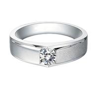 Homxi Anillos Compromiso de Oro Blanco para Hombre 14K, Redondo Solitario con Diamante de 0,25ct, Anillo de Alianzas Plata Hombre, Talla 29(69mm)