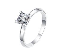 Homxi Anillos Compromiso de Oro Blanco para Mujer 18 Quilates, Cuadrado Solitario con Diamante Creado de 2ct, Anillo Plata Matrimonio Mujer, Talla 22(62mm)
