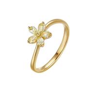Homxi Anillos de Compromiso Oro de 18 Kilates Mujer, Flor con Diamante de 0,37 ct, Anillos de Promesa Mujer Oro, Tamaño 11(51mm)