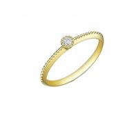 Homxi Anillos de Compromiso Oro Mujer 9K, Redondo Solitario con Diamante de 0,15 ct, Anillos de Oro Promesa Mujer, Tamaño 13(53mm)