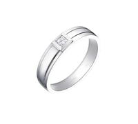 Homxi Anillos de Compromisos Oro Blanco 14K para Hombre, Redondo Simple con Diamante de 0,15 ct, Anillo Matrimonio Plata Hombre, Talla 17(57mm)